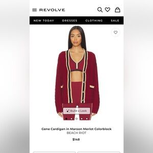 Beach Riot Gene Cardigan size M color is Maroon Merlot